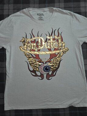 y2k 2000s von Dutch double sided gold foil graphic t shirt
